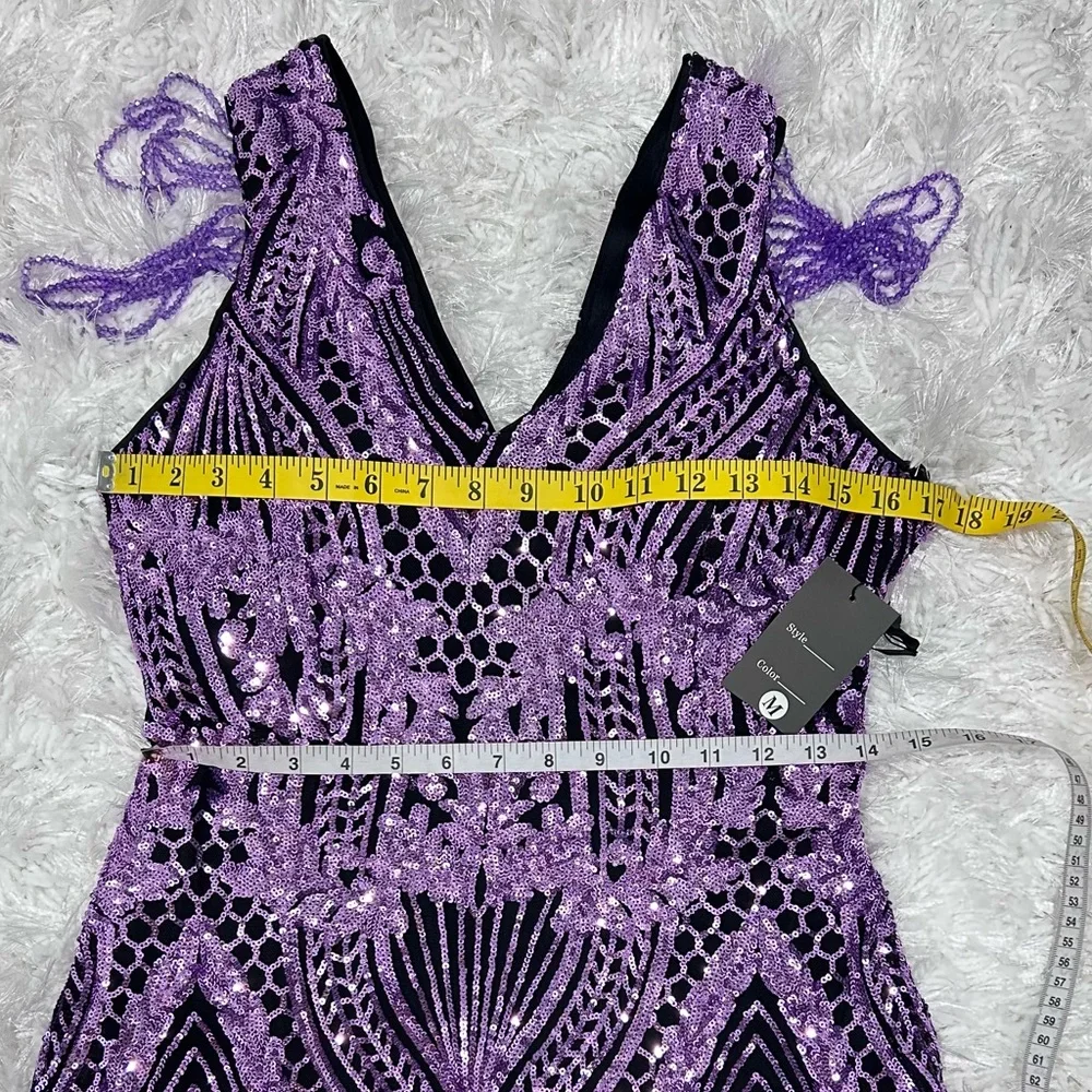 New 🟣 Purple Evening Gown with Beaded Shoulders and Long train. - Picture 13 of 16